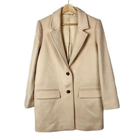 & Other Stories Beige Single Breasted Straight Wool Blend Coat EUR 38 - Picture 5 of 10